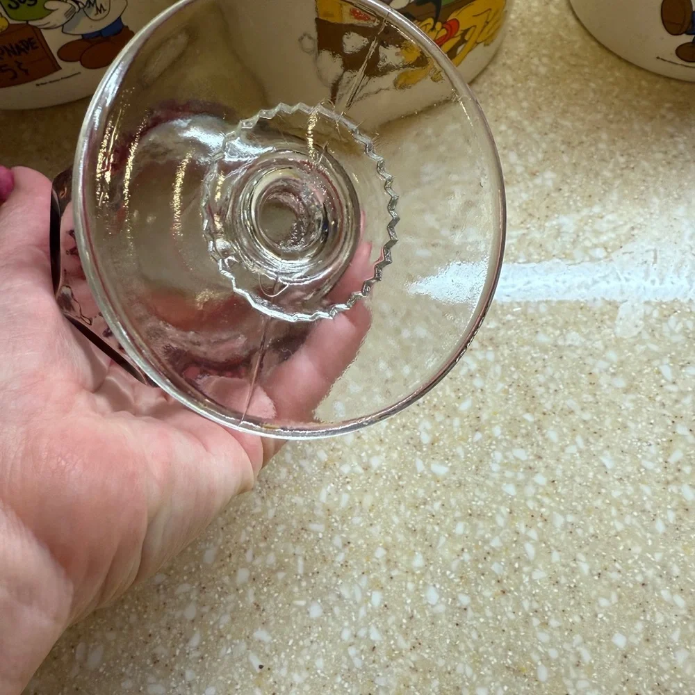 Ruby Red and Clear Glass Goblet Kings Thumbprint